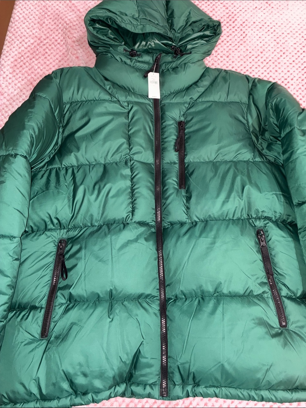 GAP NWT Emerald Green Quilted Hooded Puffer Jacket Size Large
